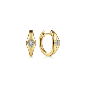 14K Yellow Gold Diamond Huggie Earrings, 0.03Carat TW